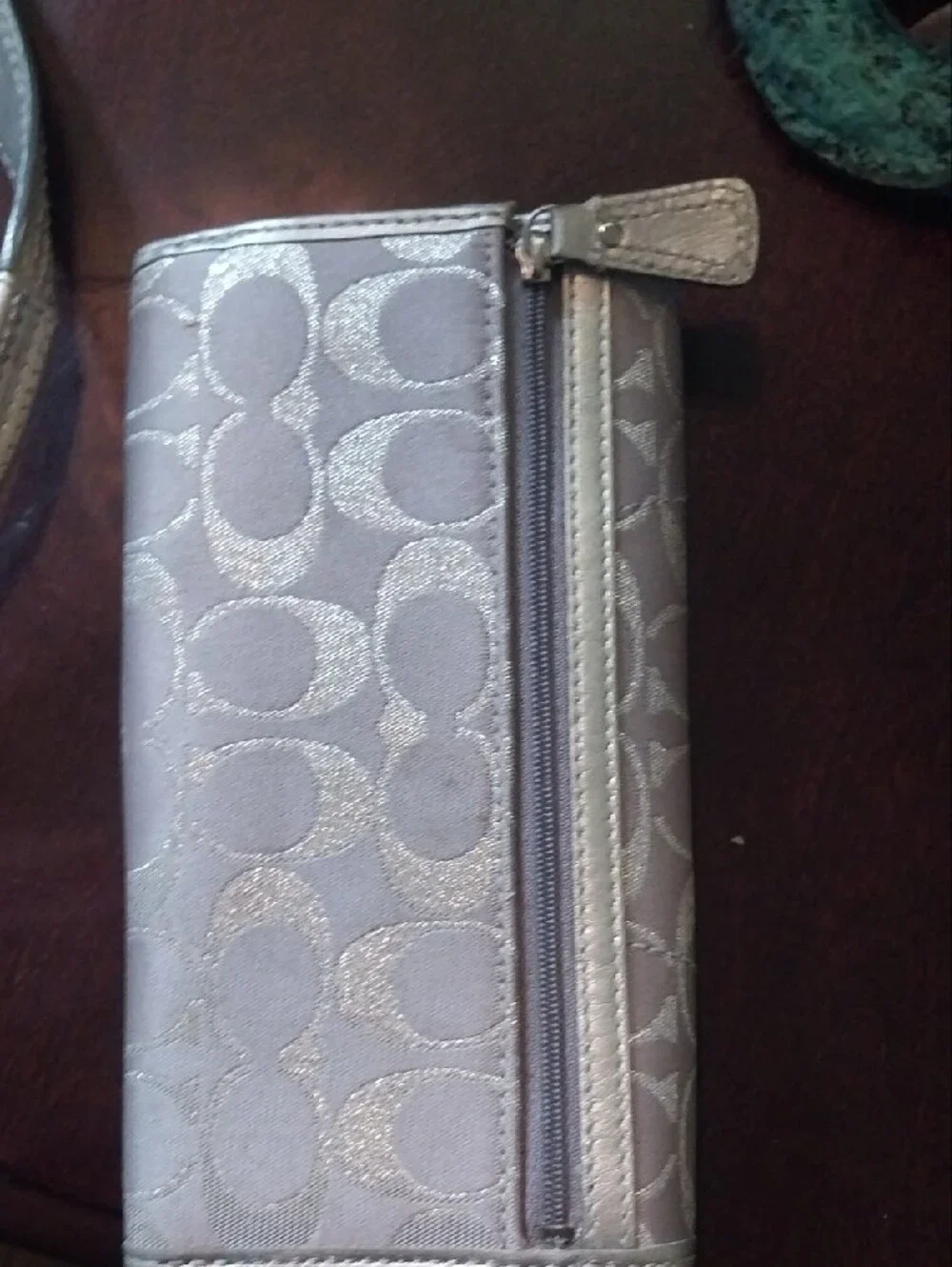 Coach Designer-Style Taupe Signature Pattern Shoulder Bag with Matching Wallet
